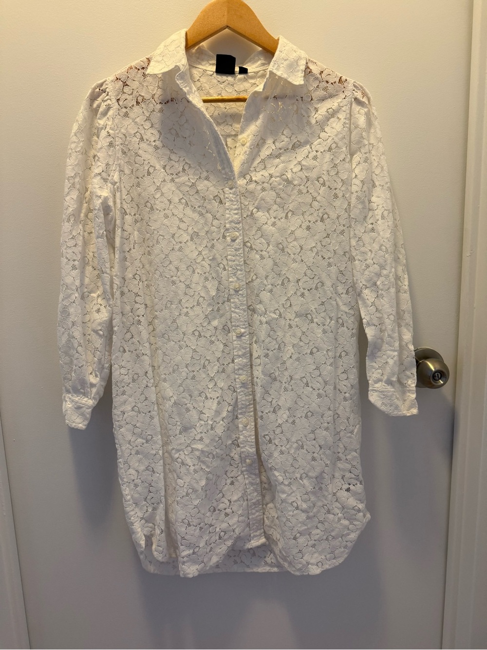 GAP White Floral Lace Button-Front Dress